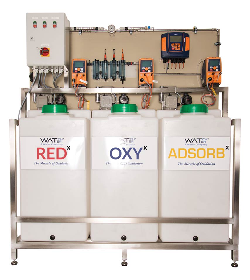Esquema completo del tren de tratamiento RED-OXY en cuatro etapas