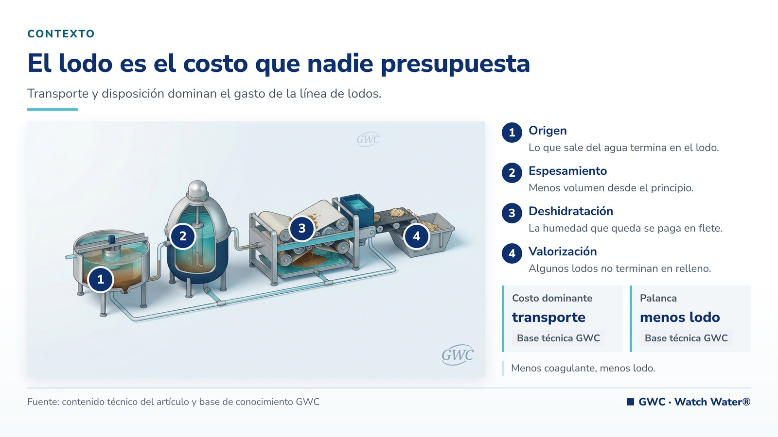 Tratamiento de lodos: espesador, digestor y deshidratación en la línea de lodos