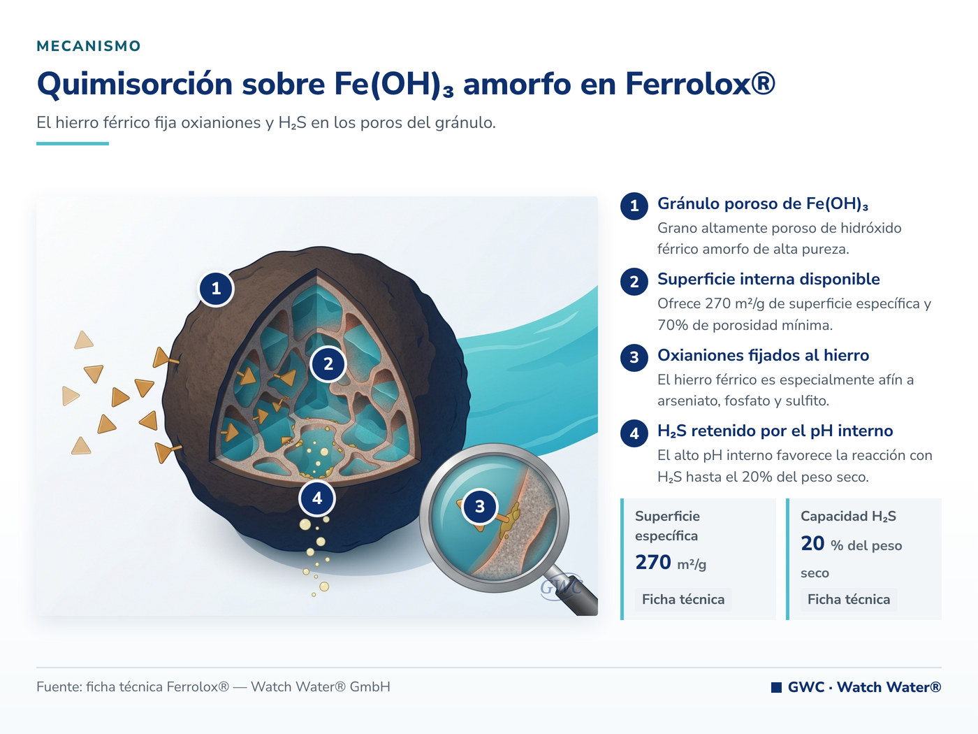 Quimisorción sobre Fe(OH)3 amorfo en Ferrolox®: el mecanismo de Ferrolox® aplicado a H2S en agua de producción